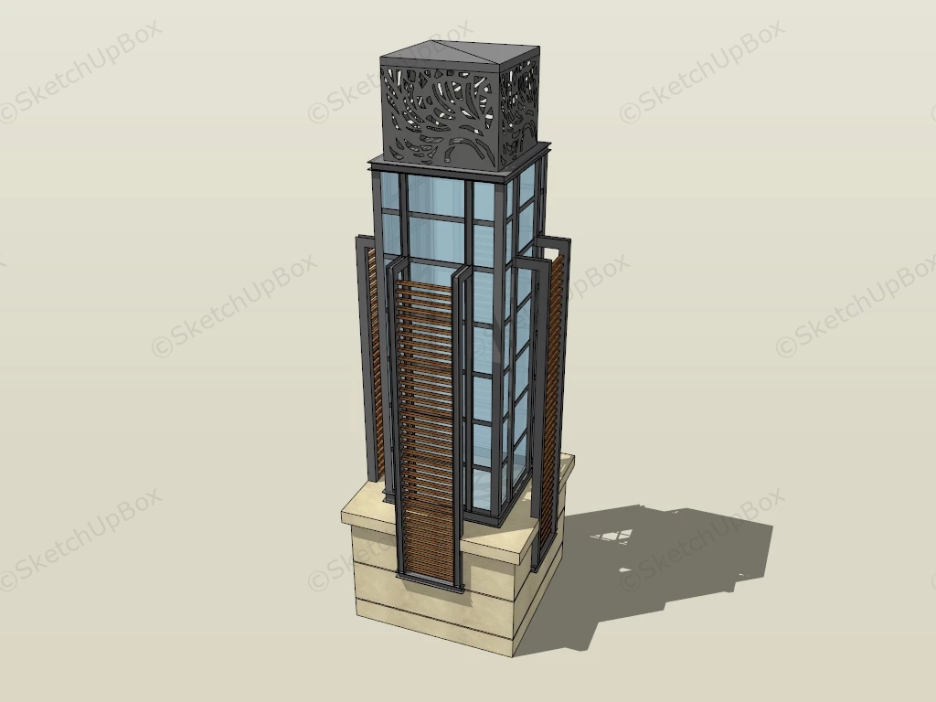 Outdoor Metal Column Light sketchup model preview - SketchupBox