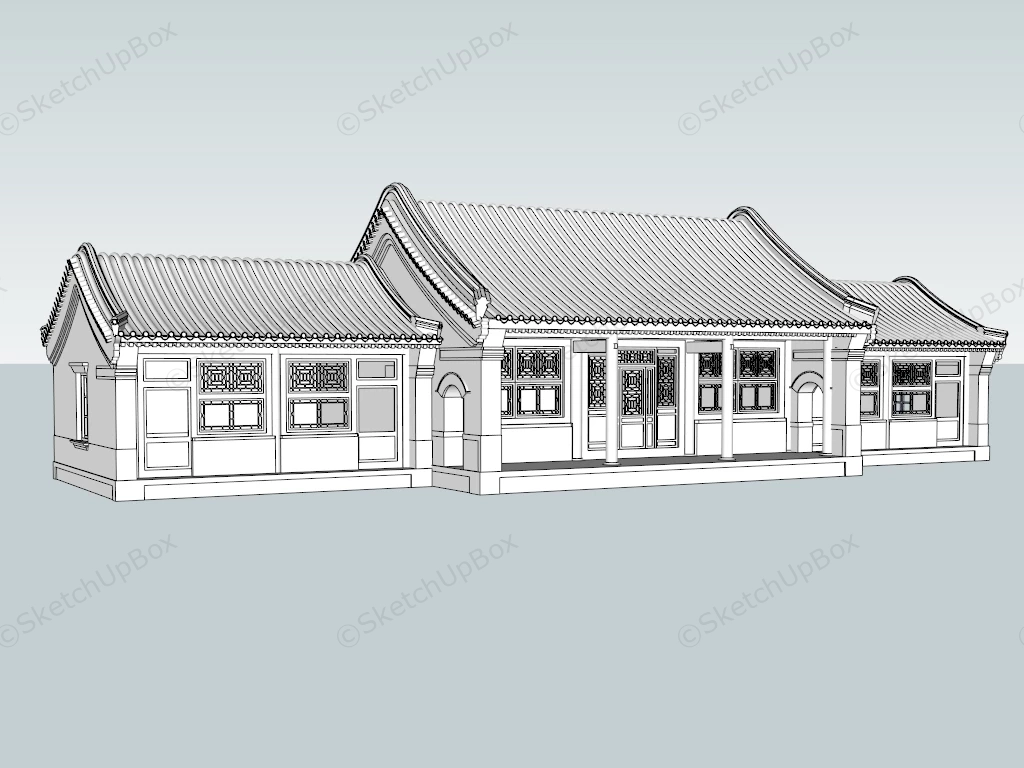 Traditional Chinese Old House sketchup model preview - SketchupBox