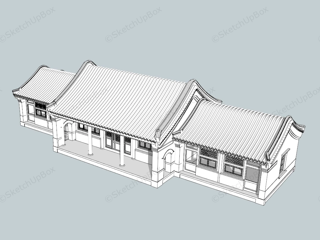 Traditional Chinese Old House sketchup model preview - SketchupBox