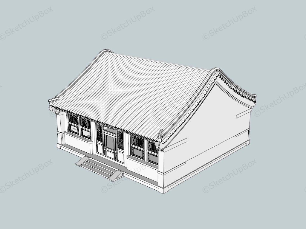 Small Chinese House sketchup model preview - SketchupBox