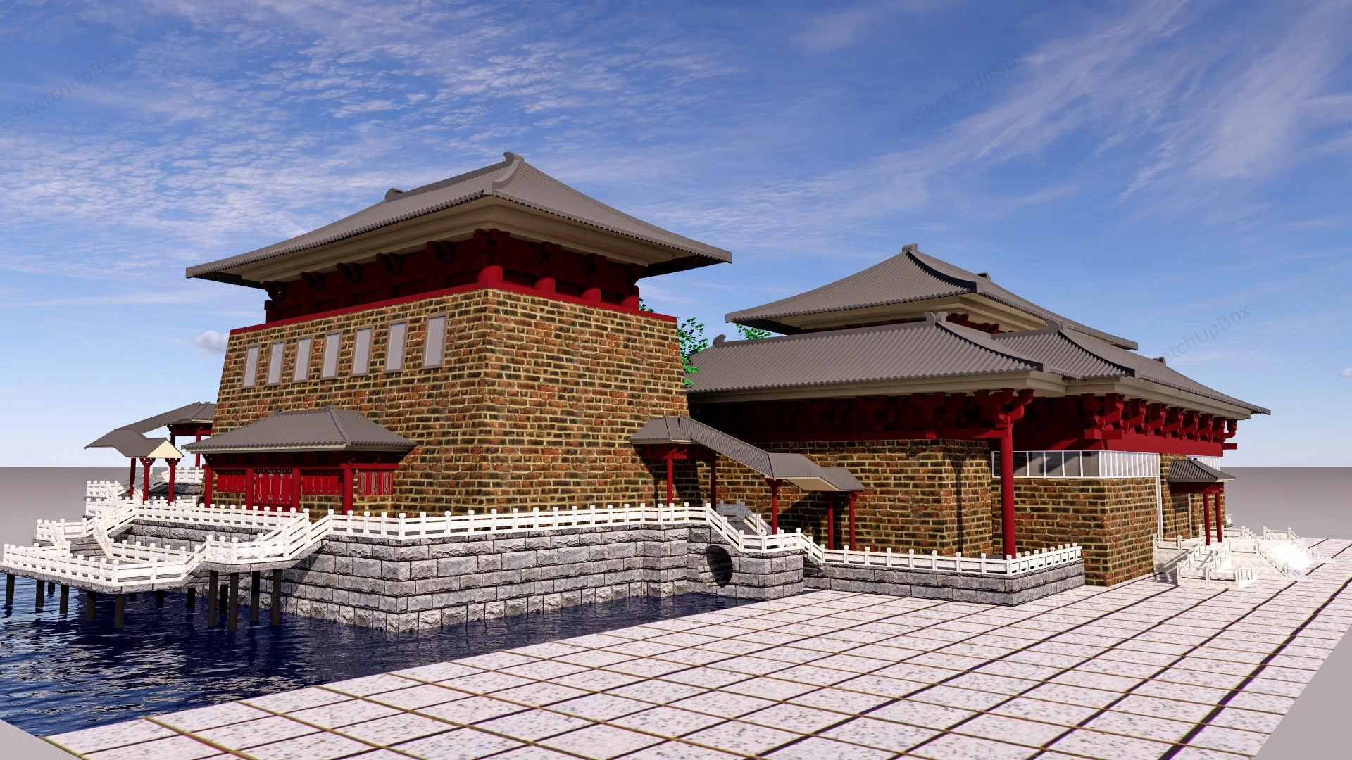 Chinese Tang Dynasty Architecture sketchup model preview - SketchupBox