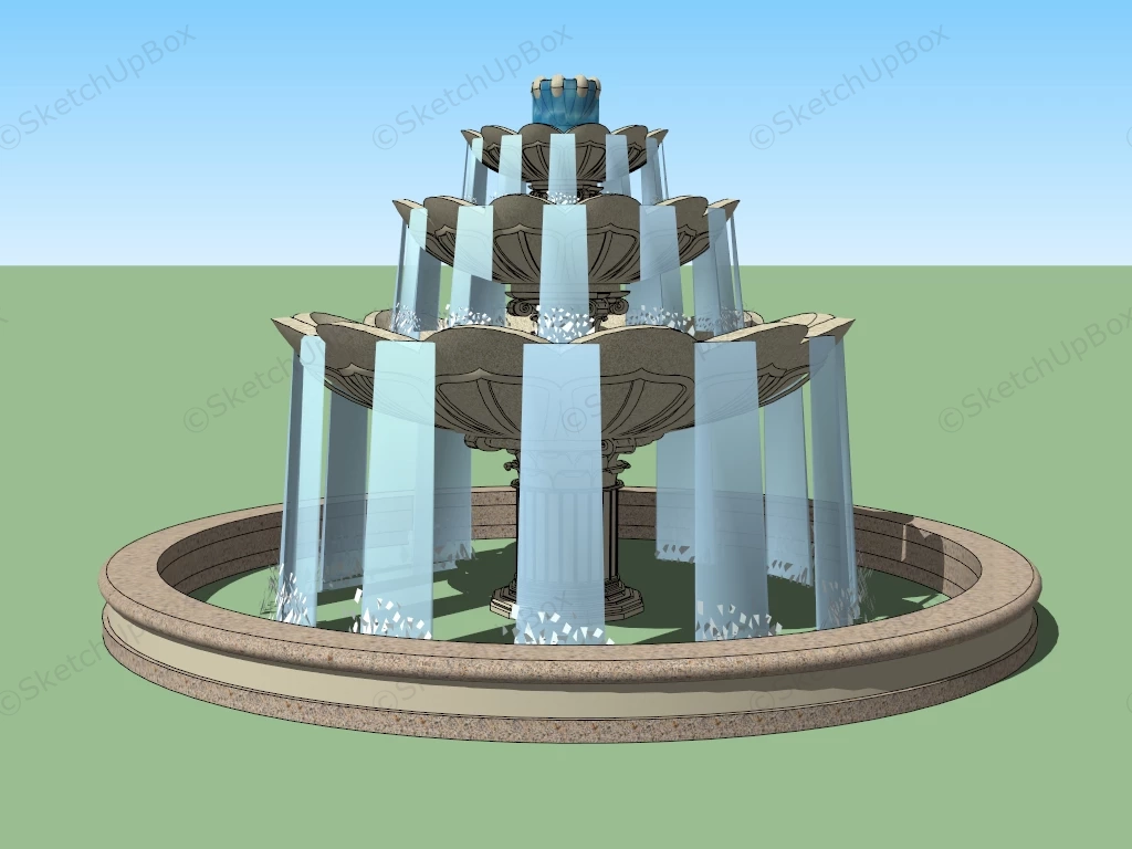 Lotus Bowl Water Fountain sketchup model preview - SketchupBox