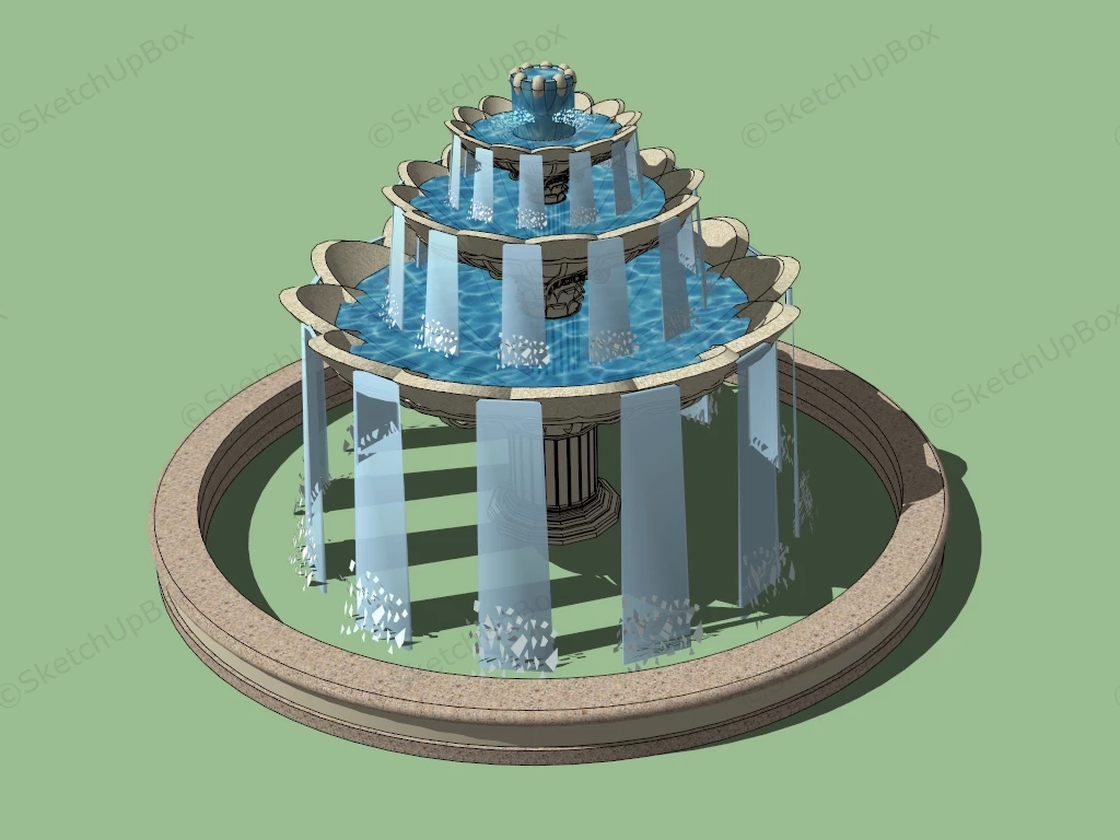 Lotus Bowl Water Fountain sketchup model preview - SketchupBox