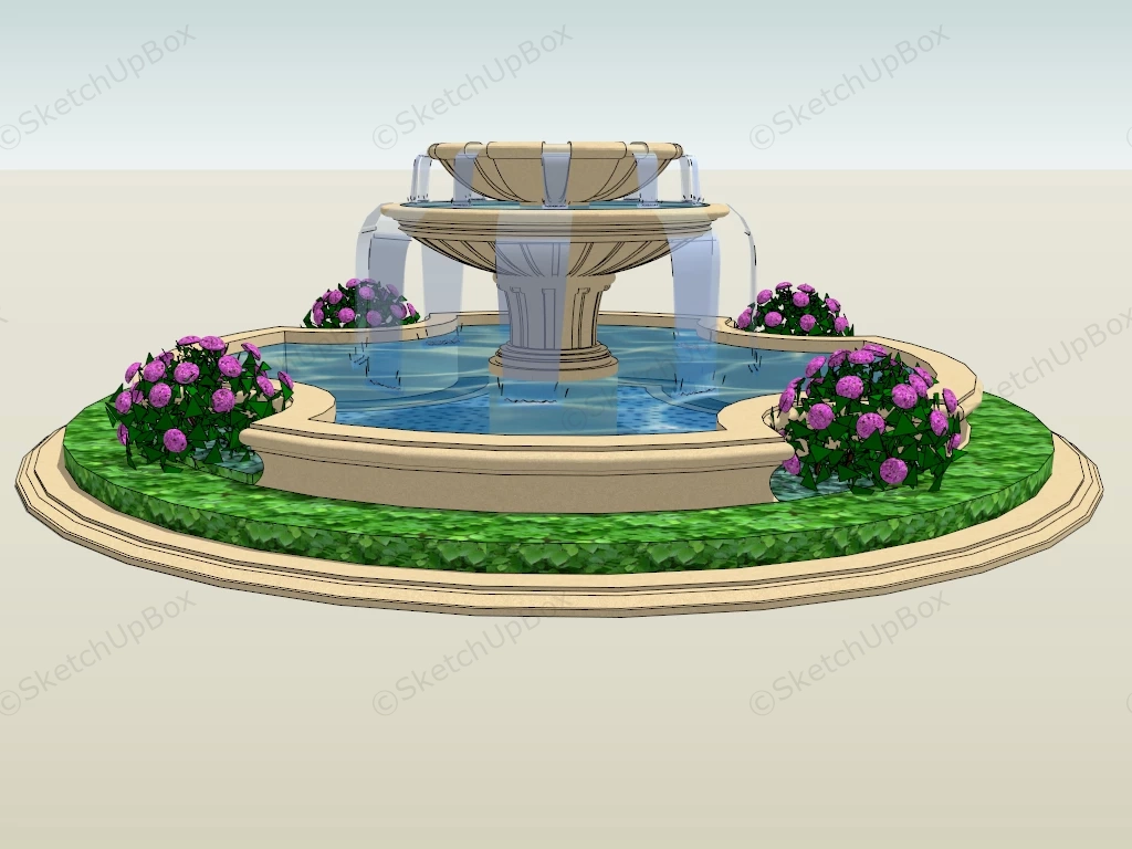 Flower Garden Fountain sketchup model preview - SketchupBox