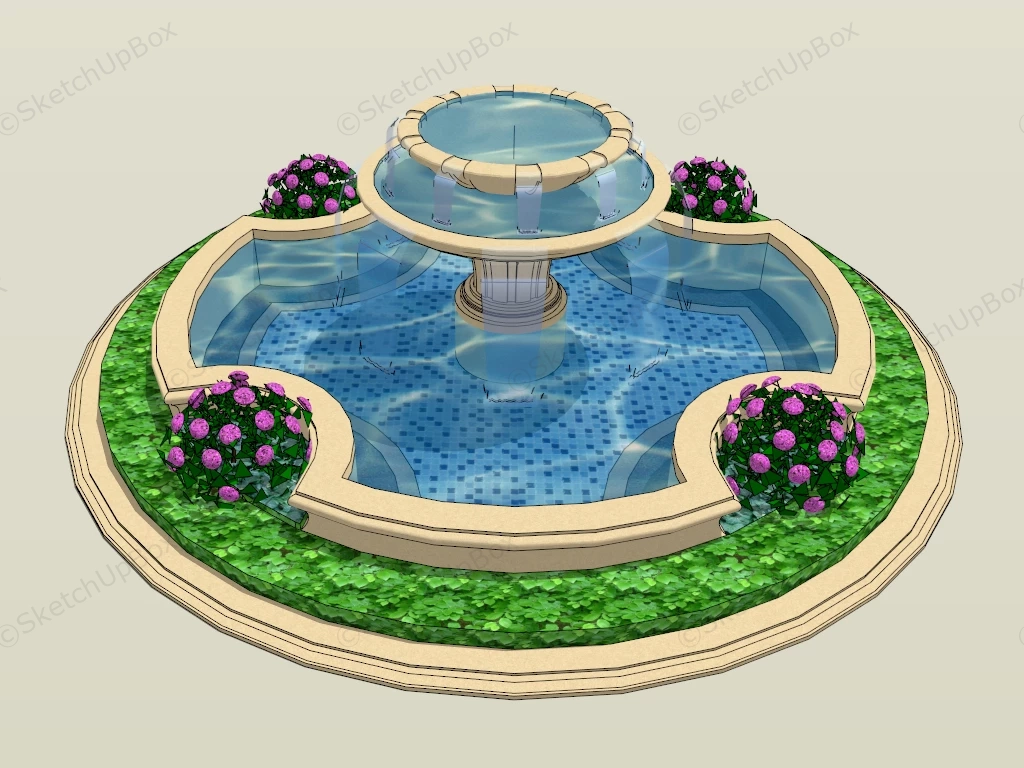 Flower Garden Fountain sketchup model preview - SketchupBox