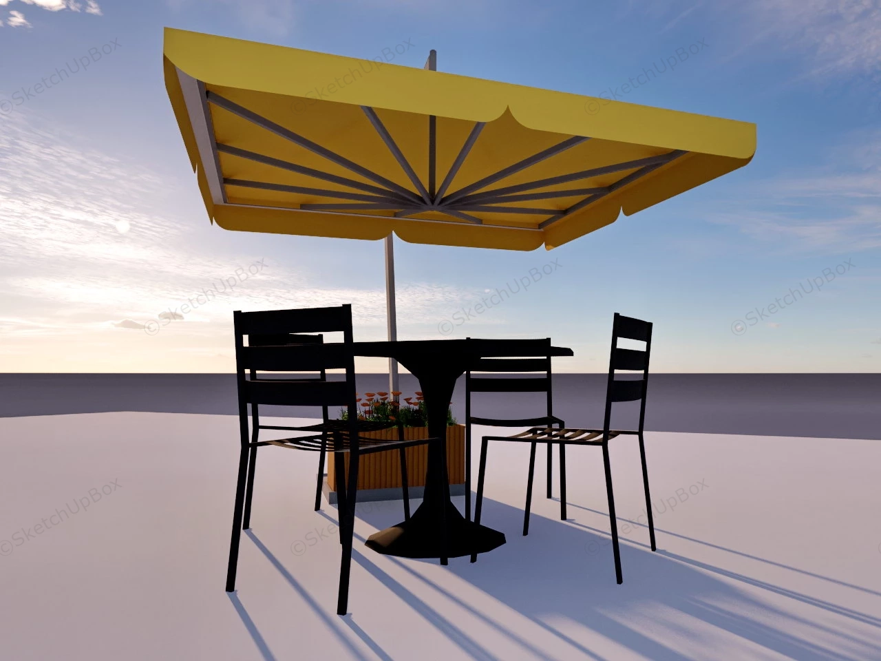 Black Patio Set With Umbrella sketchup model preview - SketchupBox