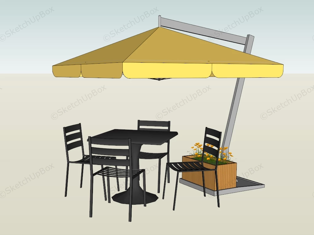 Black Patio Set With Umbrella sketchup model preview - SketchupBox