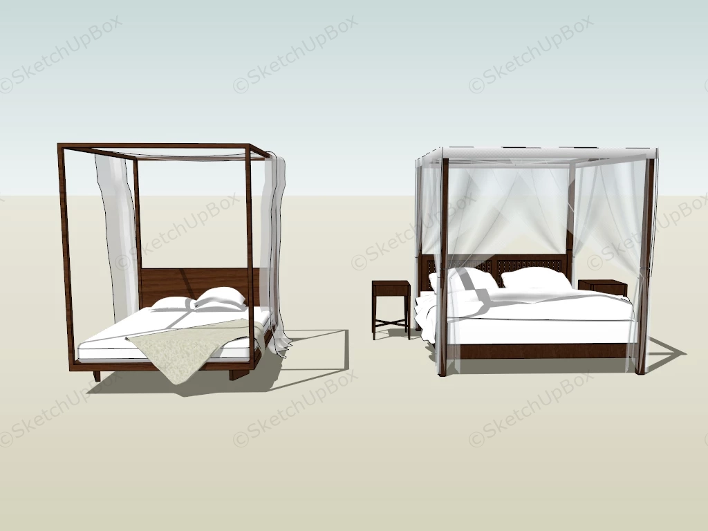 Wood Canopy Beds sketchup model preview - SketchupBox