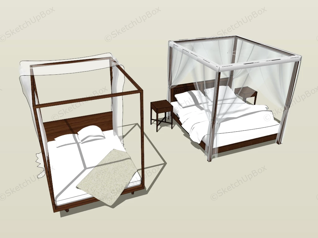 Wood Canopy Beds sketchup model preview - SketchupBox