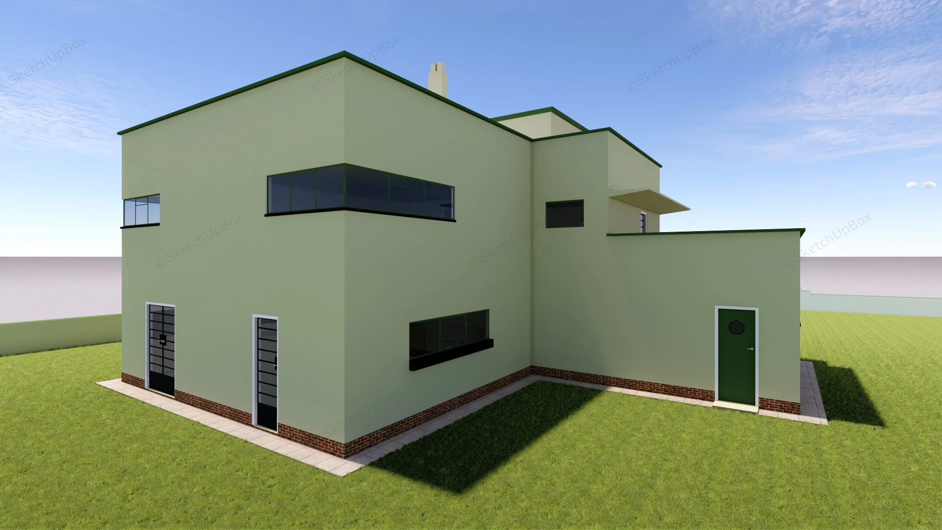 Modern 4 Bedroom House Plan sketchup model preview - SketchupBox