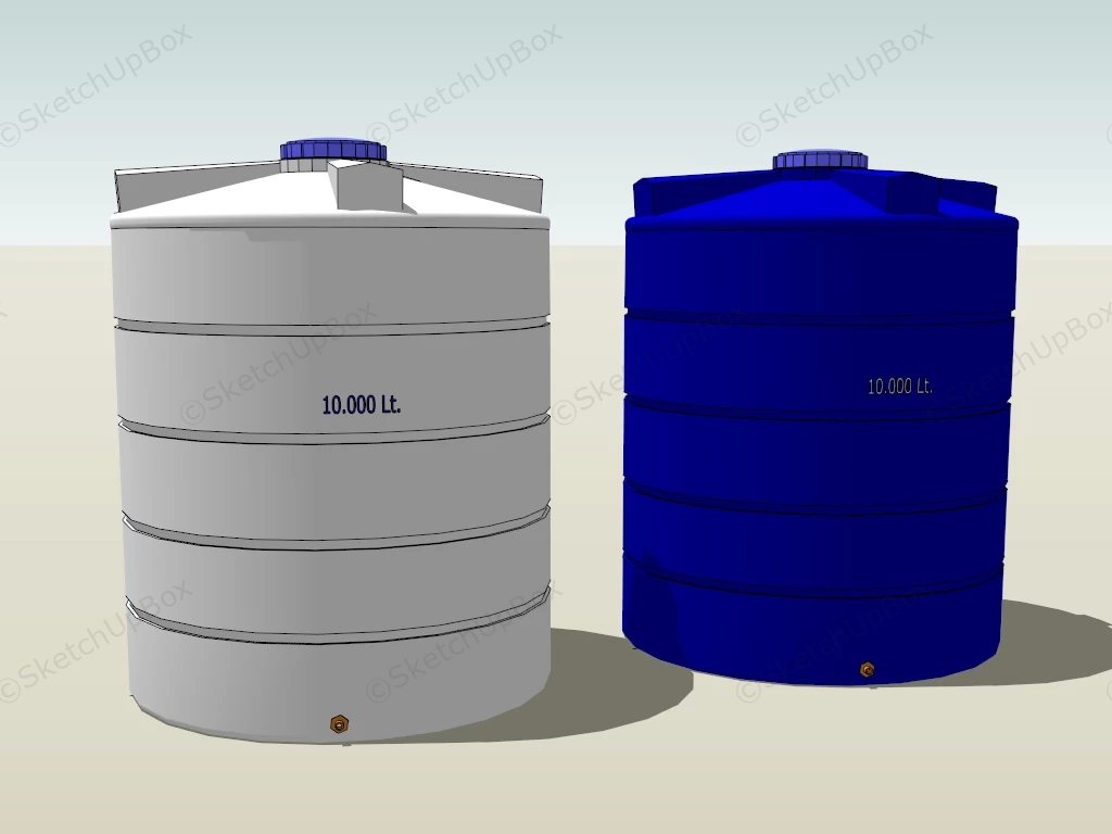 1,000 Litre Round Water Storage Tank sketchup model preview - SketchupBox