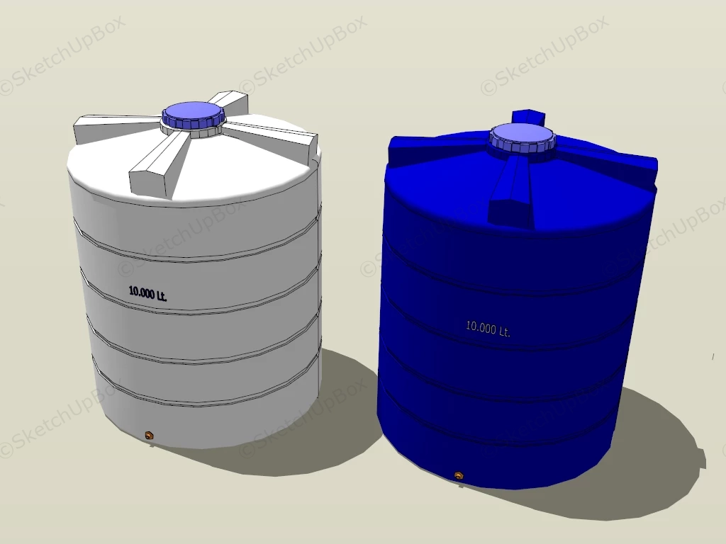 1,000 Litre Round Water Storage Tank sketchup model preview - SketchupBox