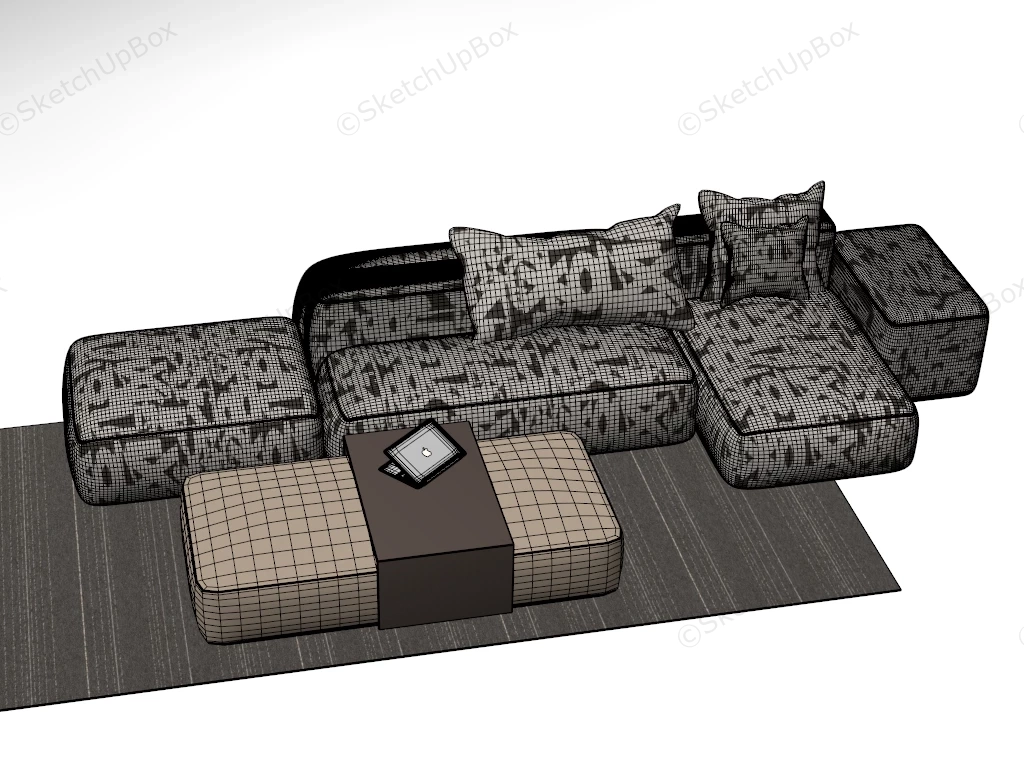 Modern Upholstered Sofa Set sketchup model preview - SketchupBox