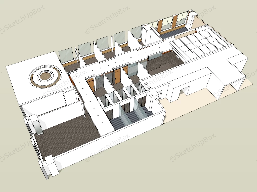 Office Layout Floor Plan Design sketchup model preview - SketchupBox