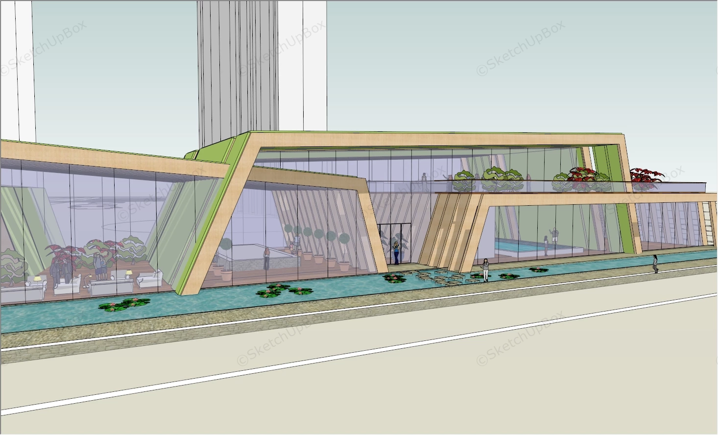 Real Estate Office Building sketchup model preview - SketchupBox