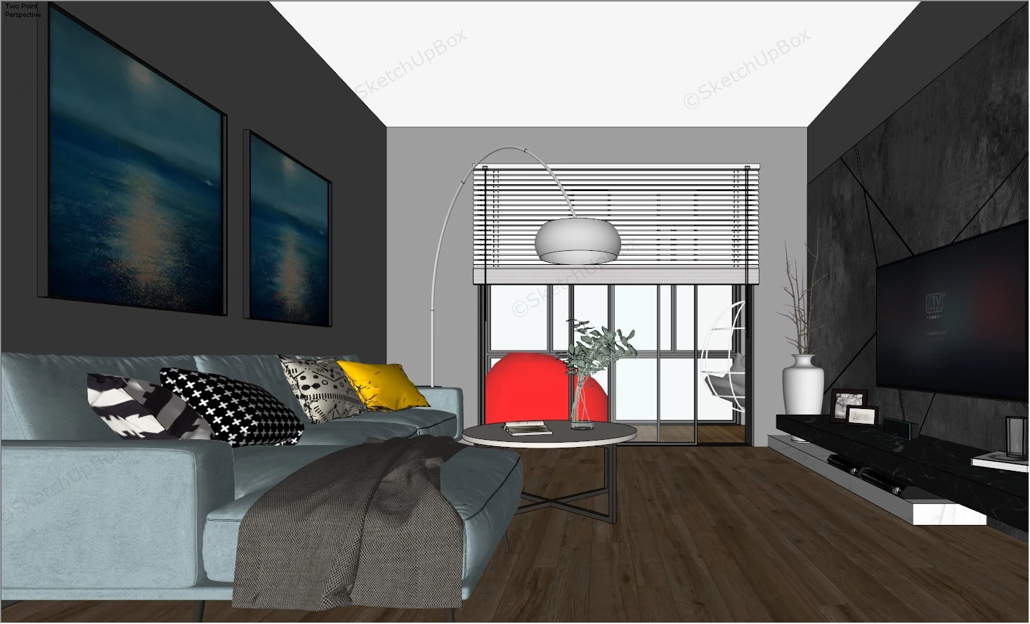 2 Bedroom Apartment Design sketchup model preview - SketchupBox