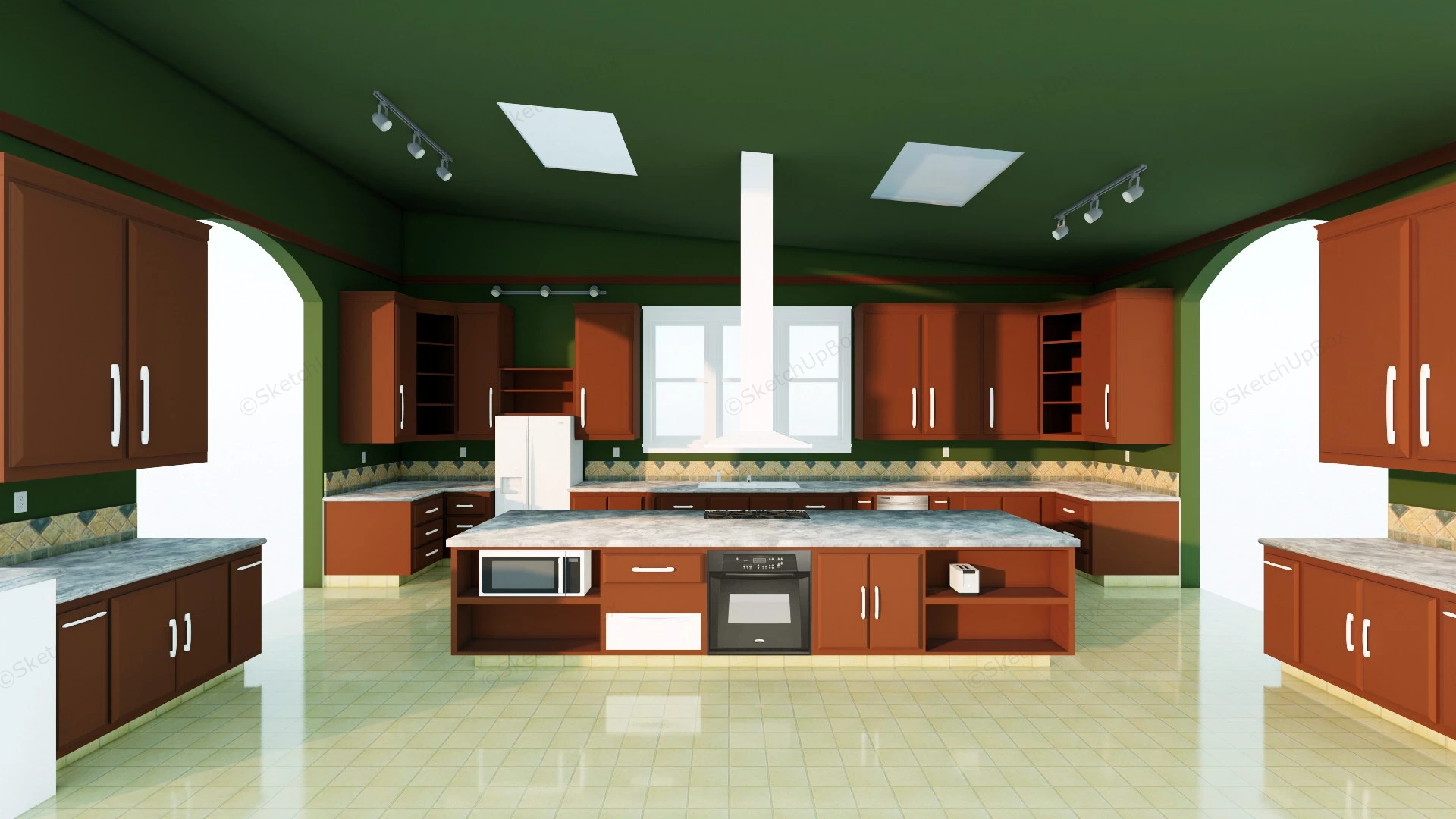 Traditional Kitchen Design With Island sketchup model preview - SketchupBox