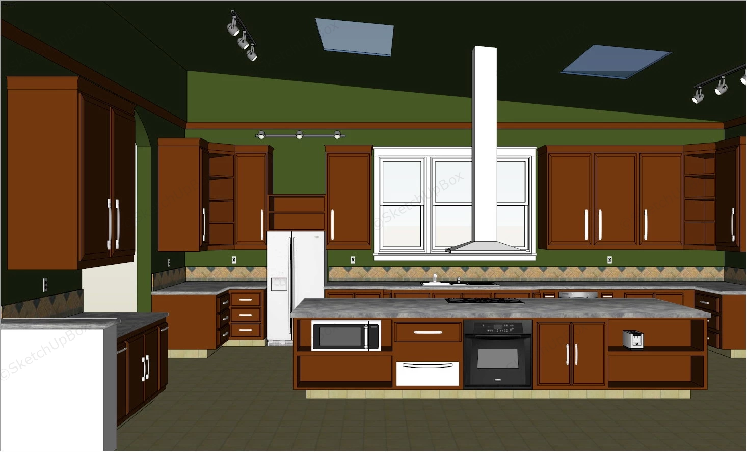 Traditional Kitchen Design With Island sketchup model preview - SketchupBox