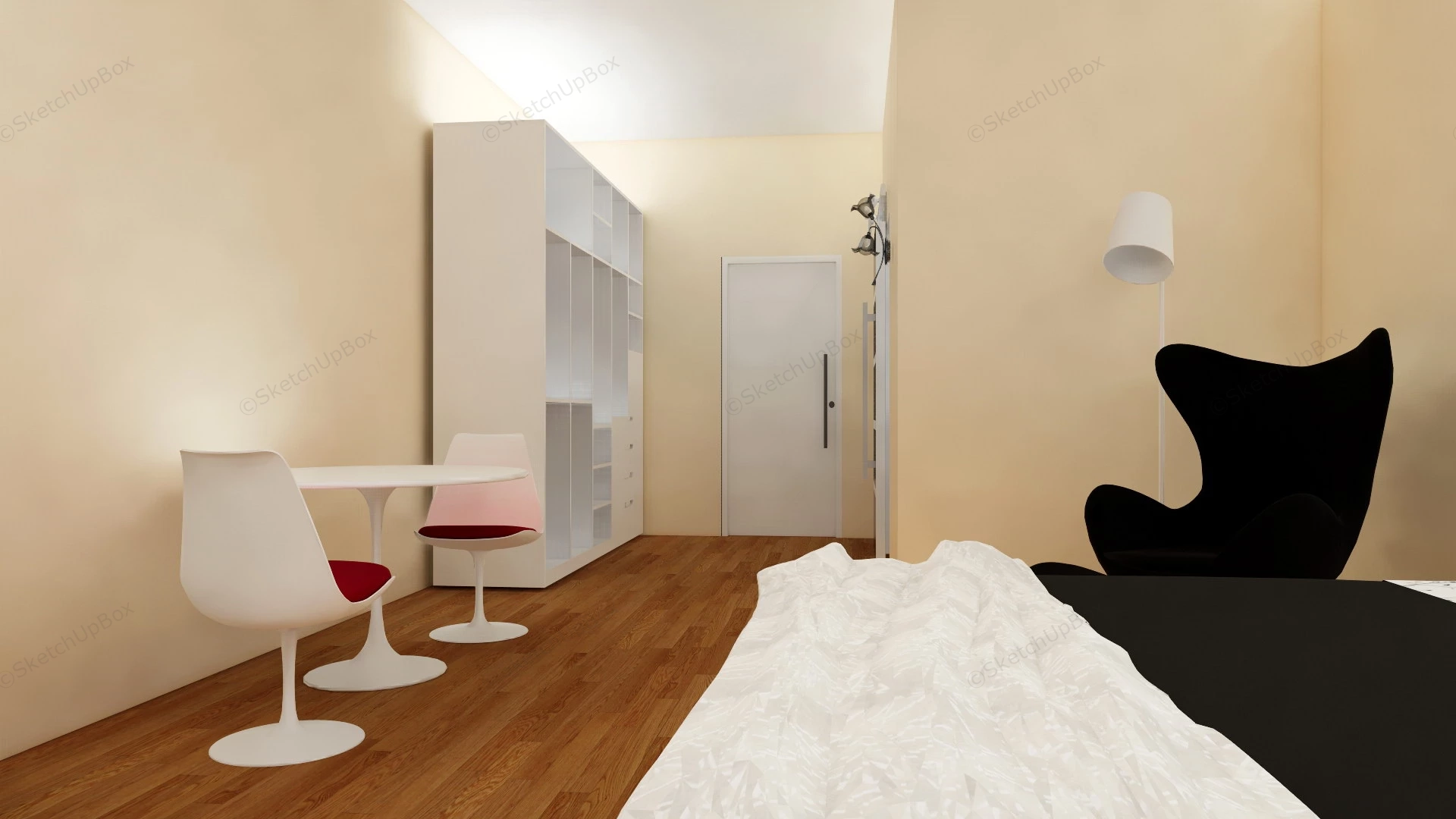 Budget Hotel Room Interior sketchup model preview - SketchupBox