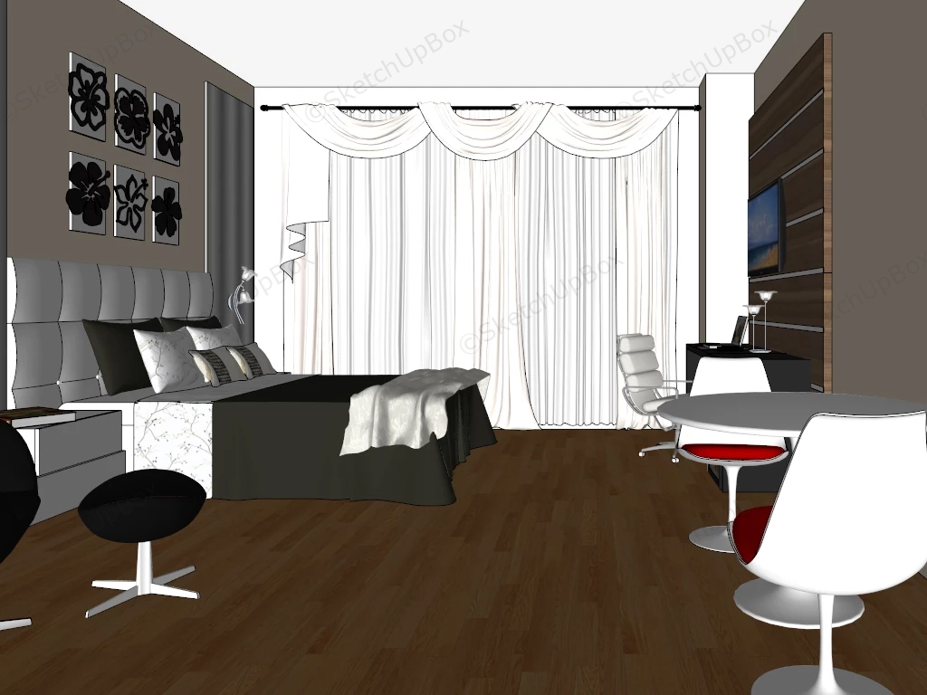 Budget Hotel Room Interior sketchup model preview - SketchupBox