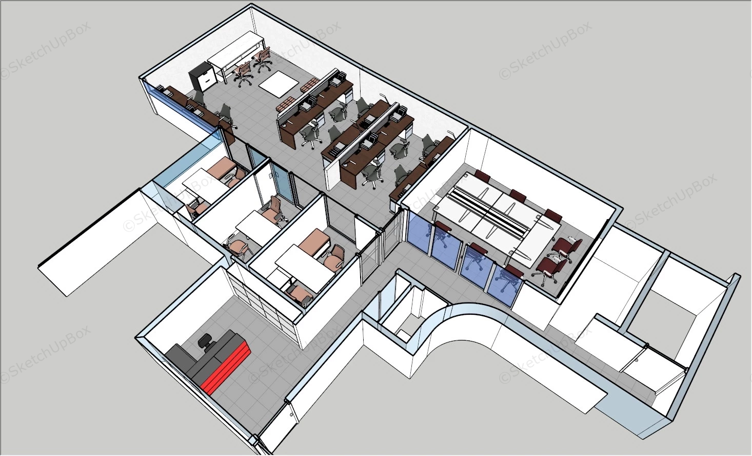 Modern Office Floor Plan sketchup model preview - SketchupBox