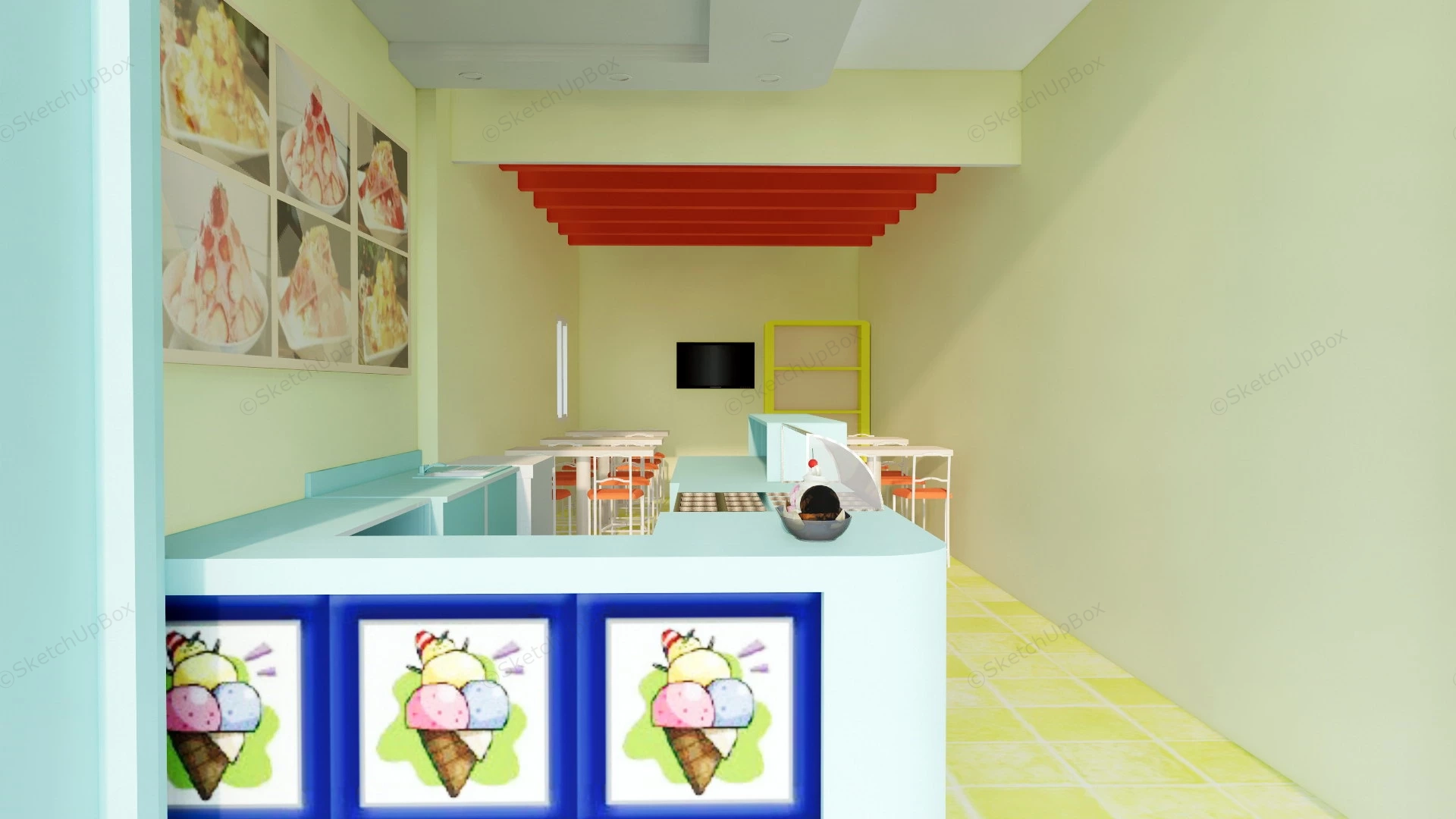 Small Ice Cream Shop Idea sketchup model preview - SketchupBox