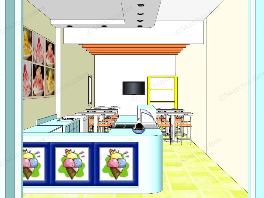 Small Ice Cream Shop Idea sketchup model preview - SketchupBox