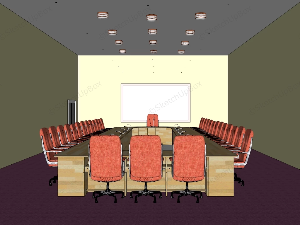 Yellow Conference Room Interior sketchup model preview - SketchupBox