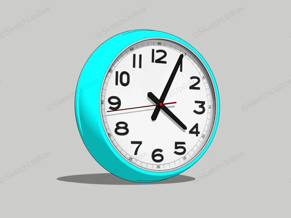 Blue Wall Clock SketchUp 3D Model .skp File Download - SketchupBox