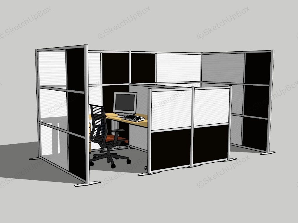 2 Seater Cubicles Workstation sketchup model preview - SketchupBox