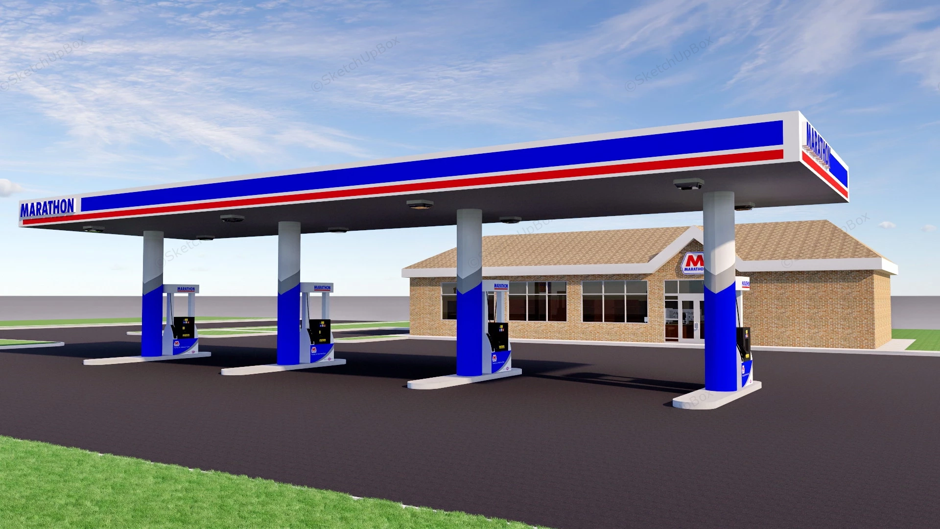 Marathon Gas Station sketchup model preview - SketchupBox