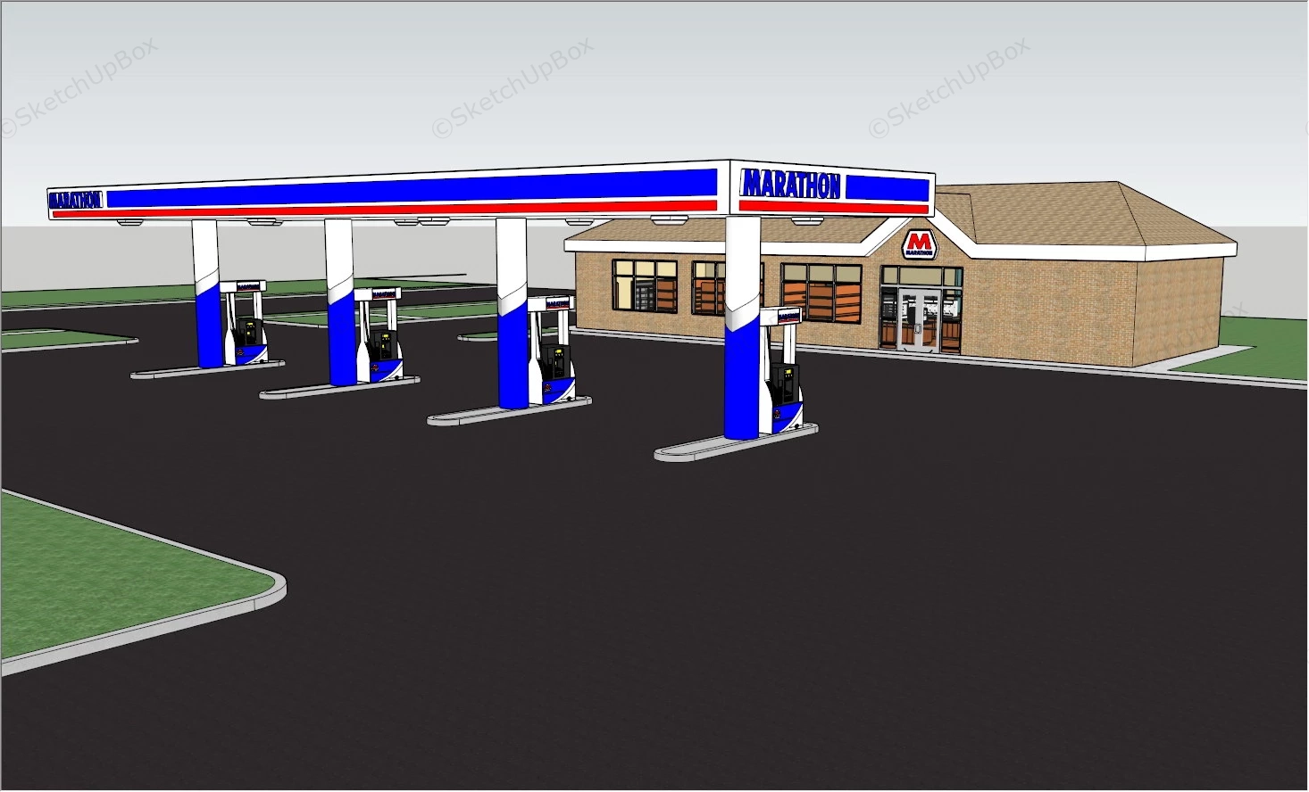 Marathon Gas Station sketchup model preview - SketchupBox