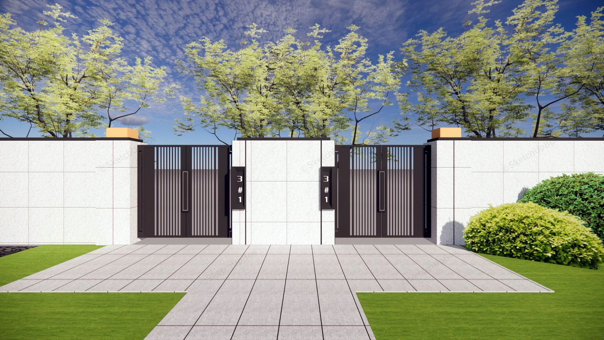 Modern Front Gate Design sketchup model preview - SketchupBox