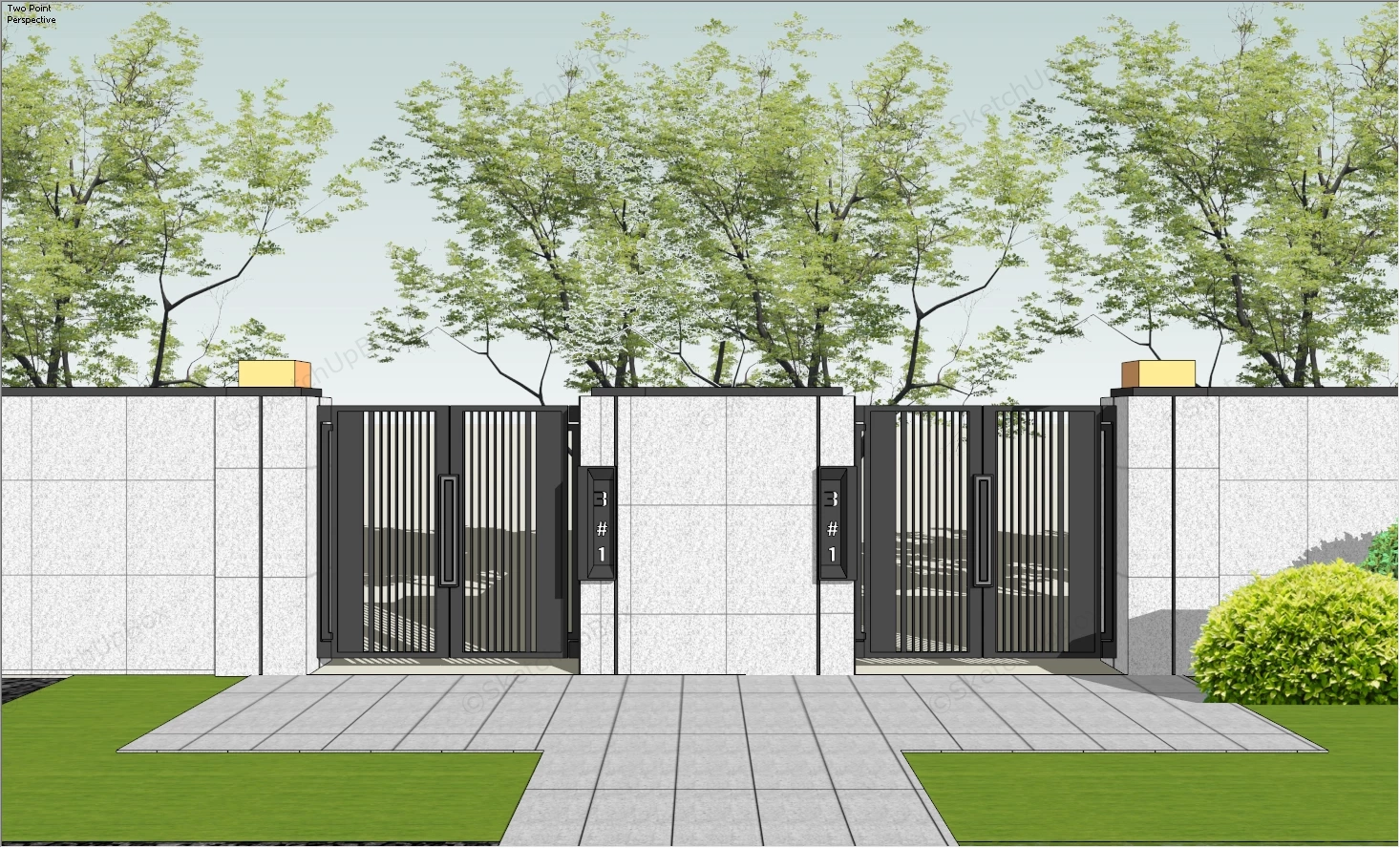 Modern Front Gate Design sketchup model preview - SketchupBox