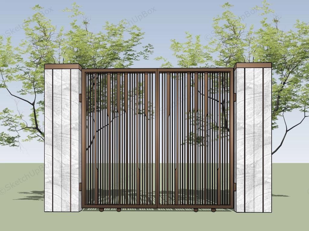 Metal Front Gate Design sketchup model preview - SketchupBox