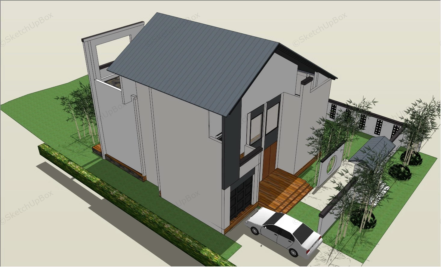 Modern Asian House Design sketchup model preview - SketchupBox