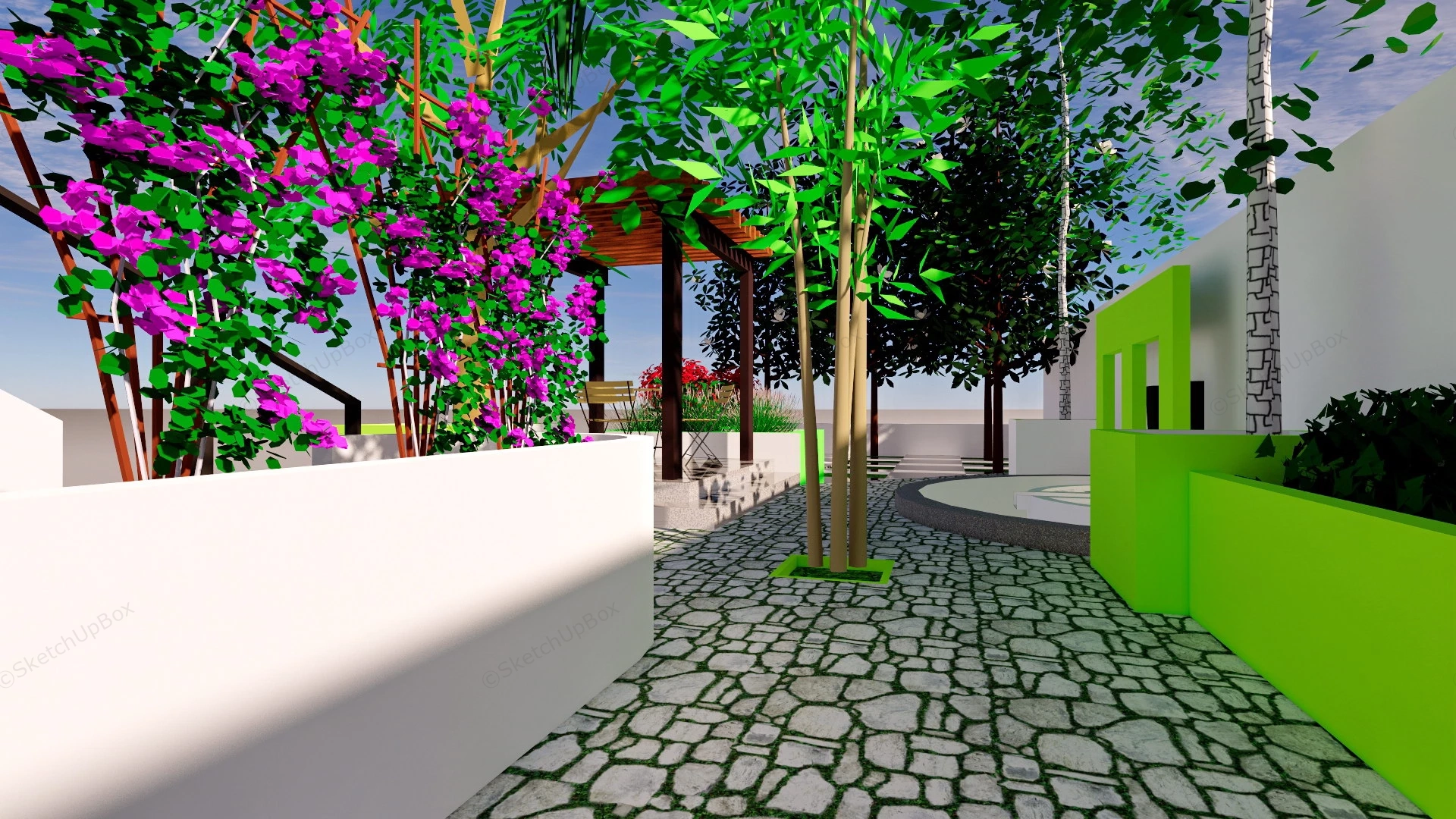 Beautiful Back Yard Landscaping Idea sketchup model preview - SketchupBox