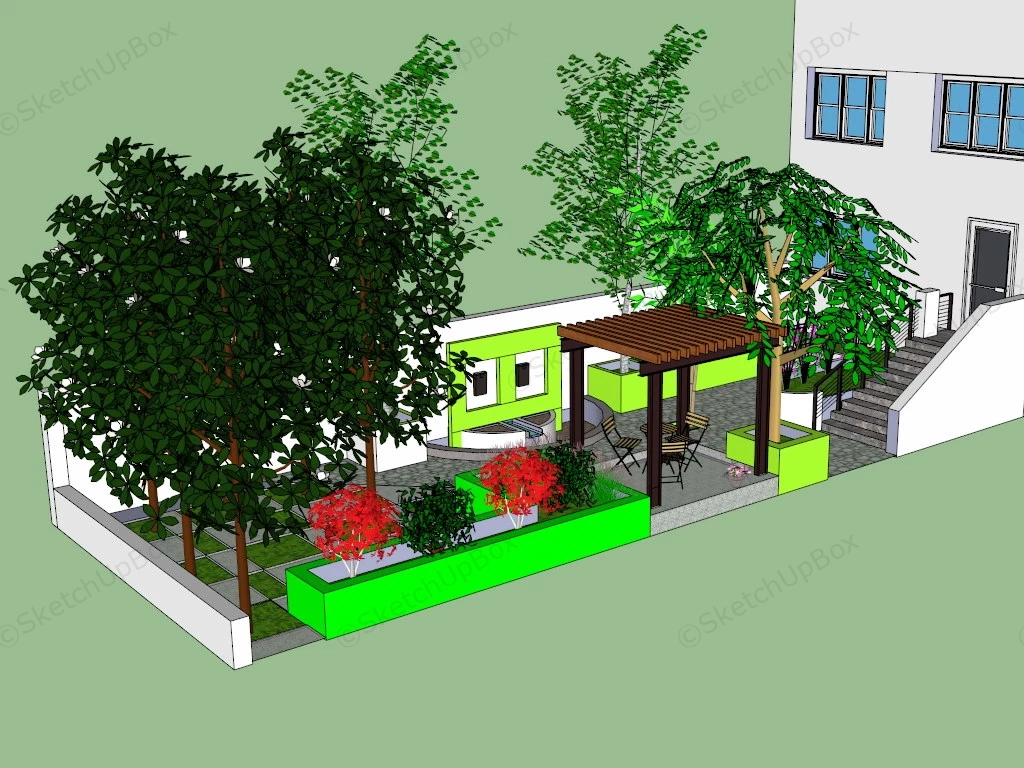 Beautiful Back Yard Landscaping Idea sketchup model preview - SketchupBox