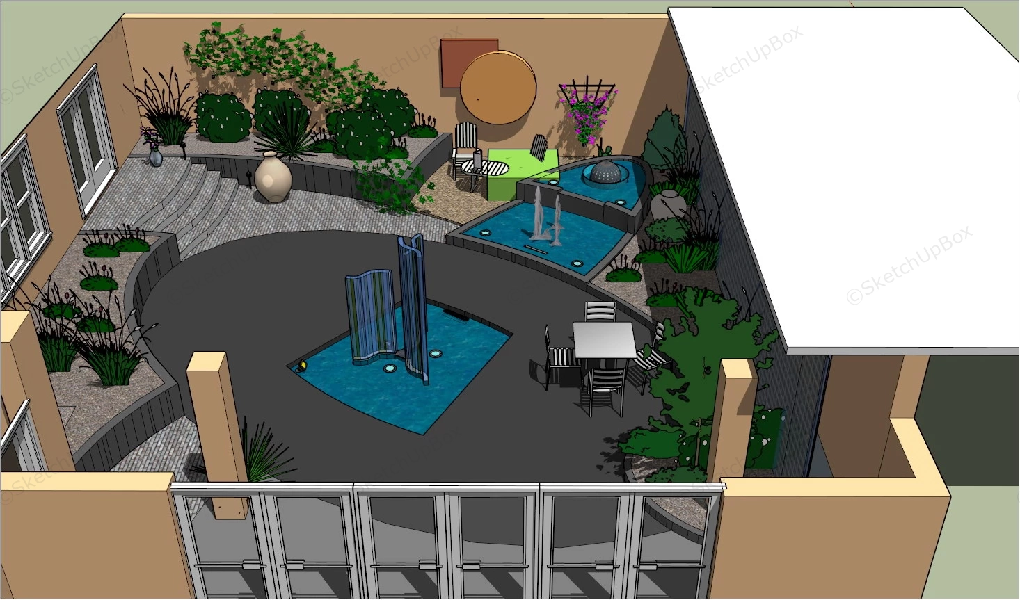 Backyard Patio Design Idea sketchup model preview - SketchupBox