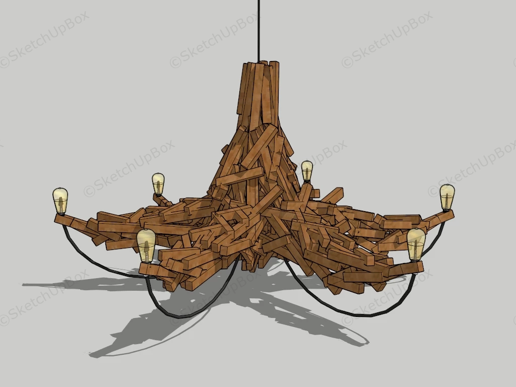 Wood Block Stack Chandelier sketchup model preview - SketchupBox