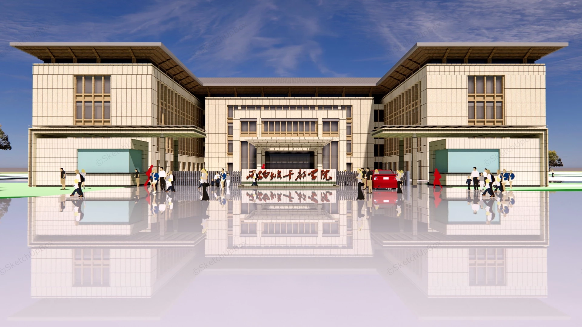 Chinese College Building sketchup model preview - SketchupBox