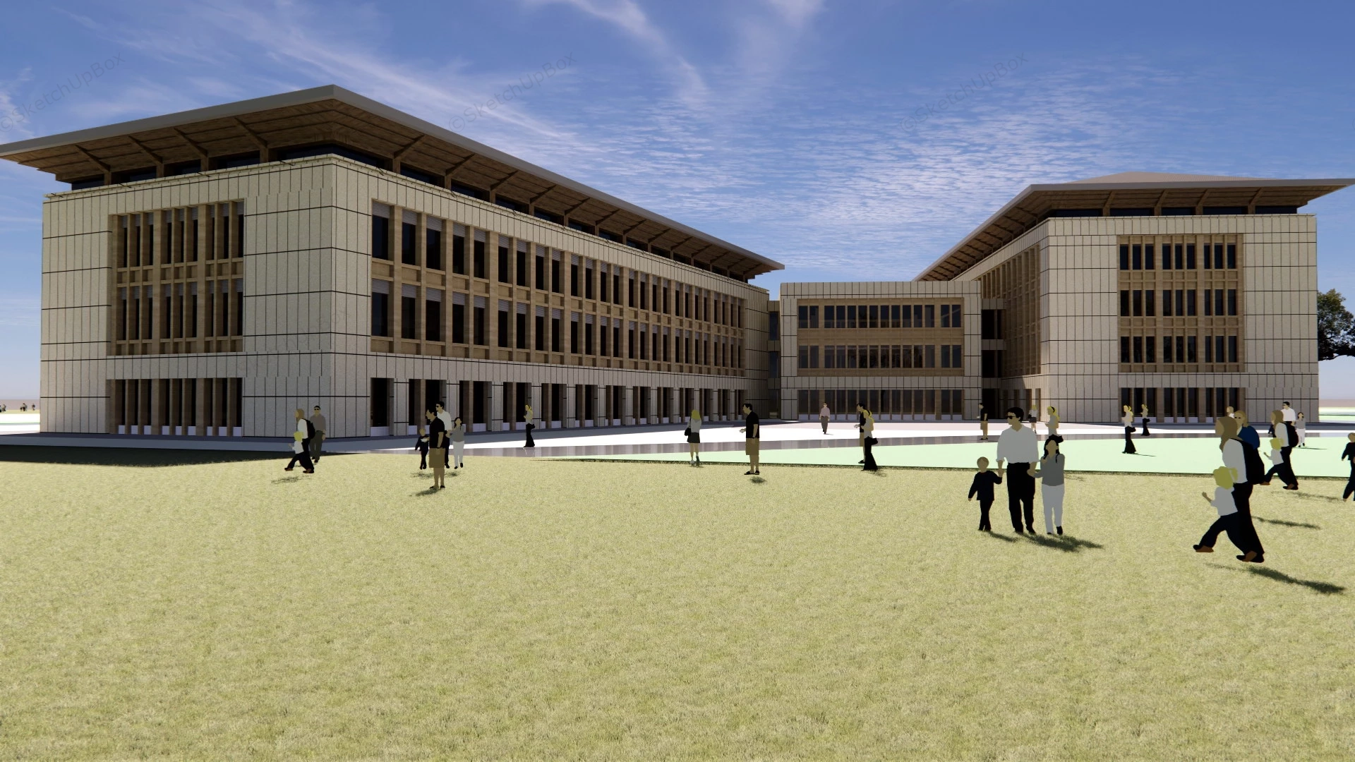 Chinese College Building sketchup model preview - SketchupBox