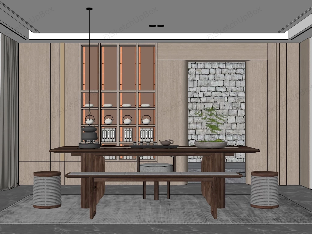 Tea Room Interior Design sketchup model preview - SketchupBox