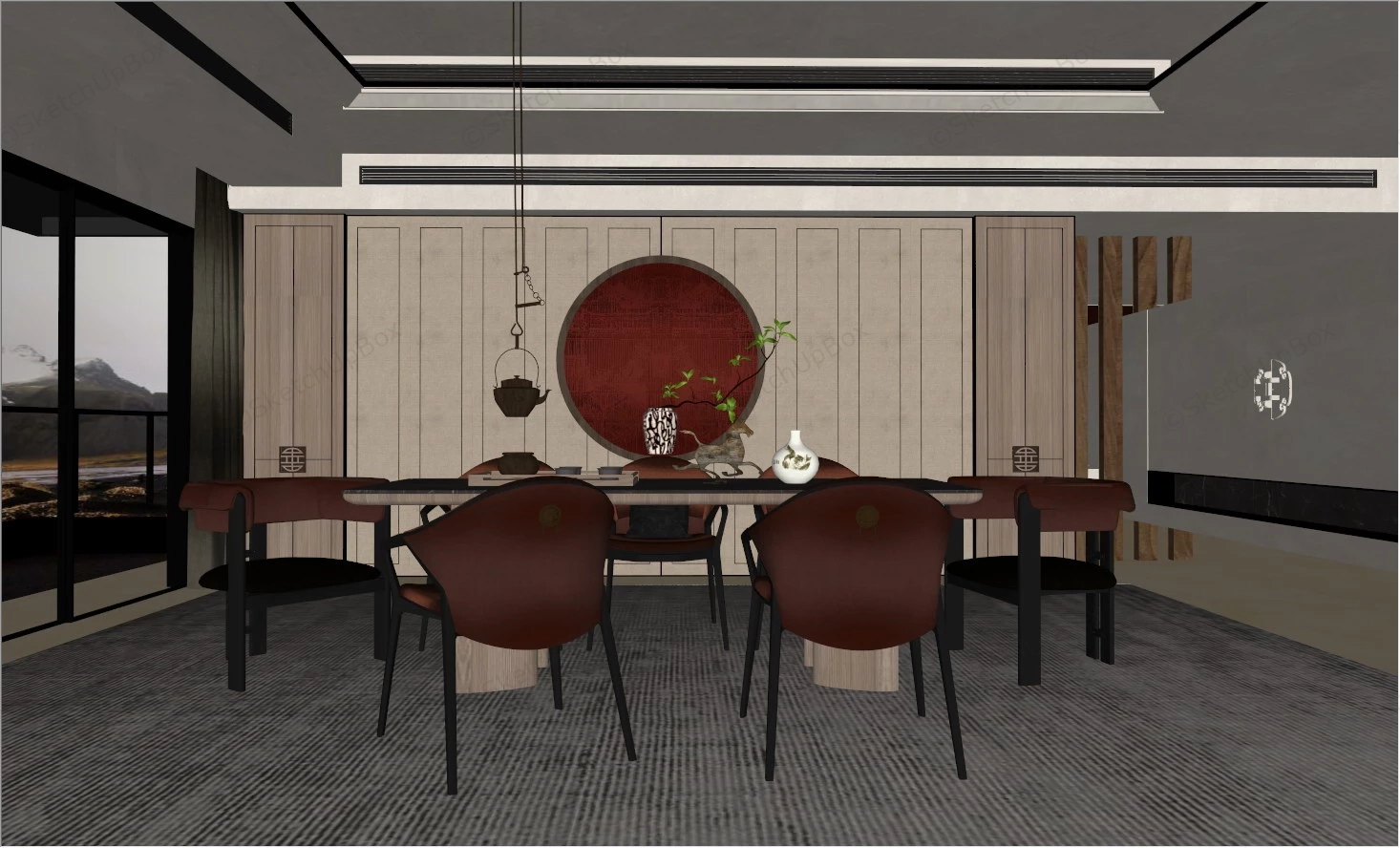 Traditional Chinese Tea Room sketchup model preview - SketchupBox