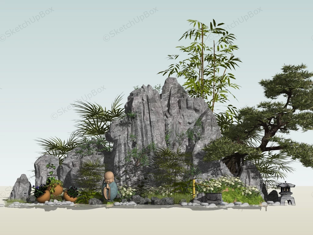 Zen Rock Garden Design sketchup model preview - SketchupBox