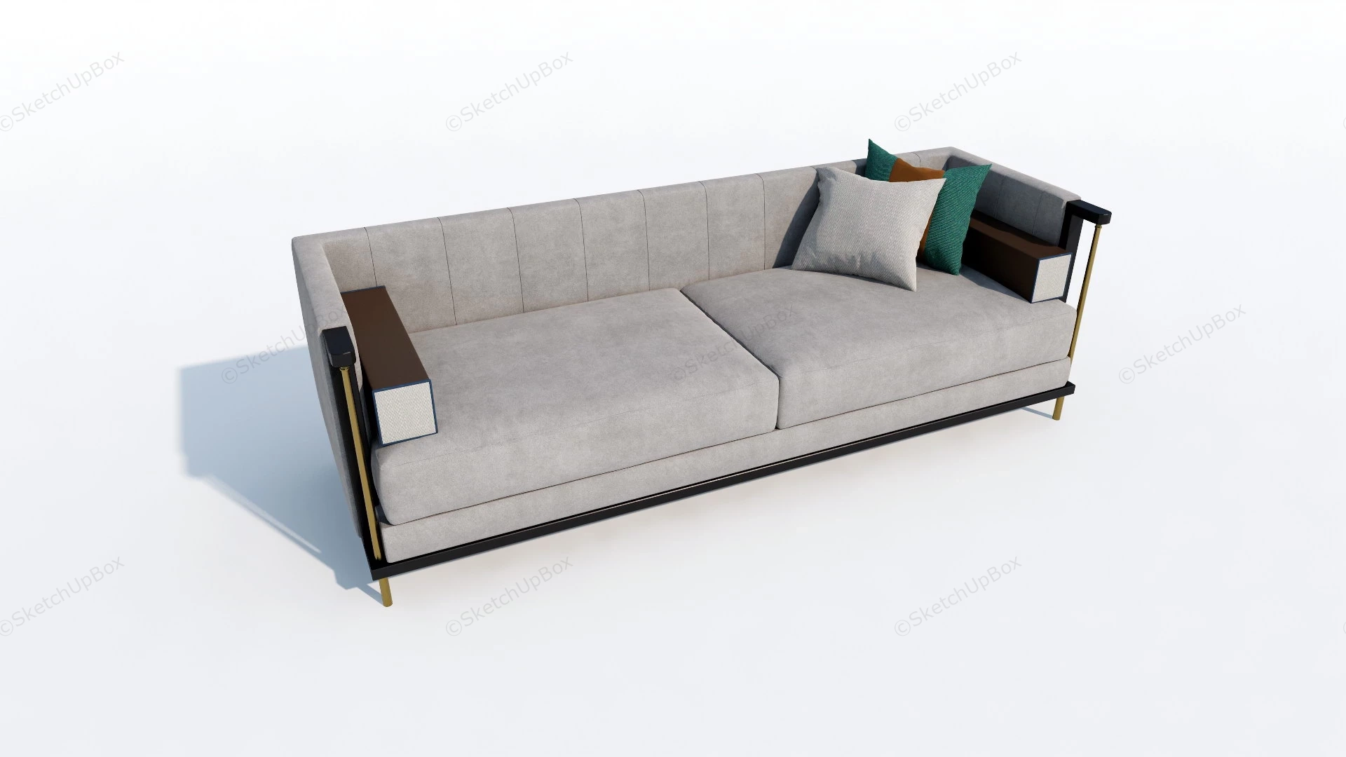 Mid Century 3 Seater Sofa sketchup model preview - SketchupBox