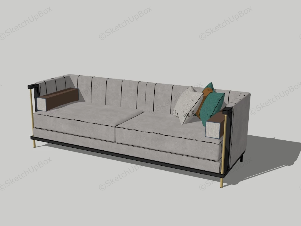 Mid Century 3 Seater Sofa sketchup model preview - SketchupBox