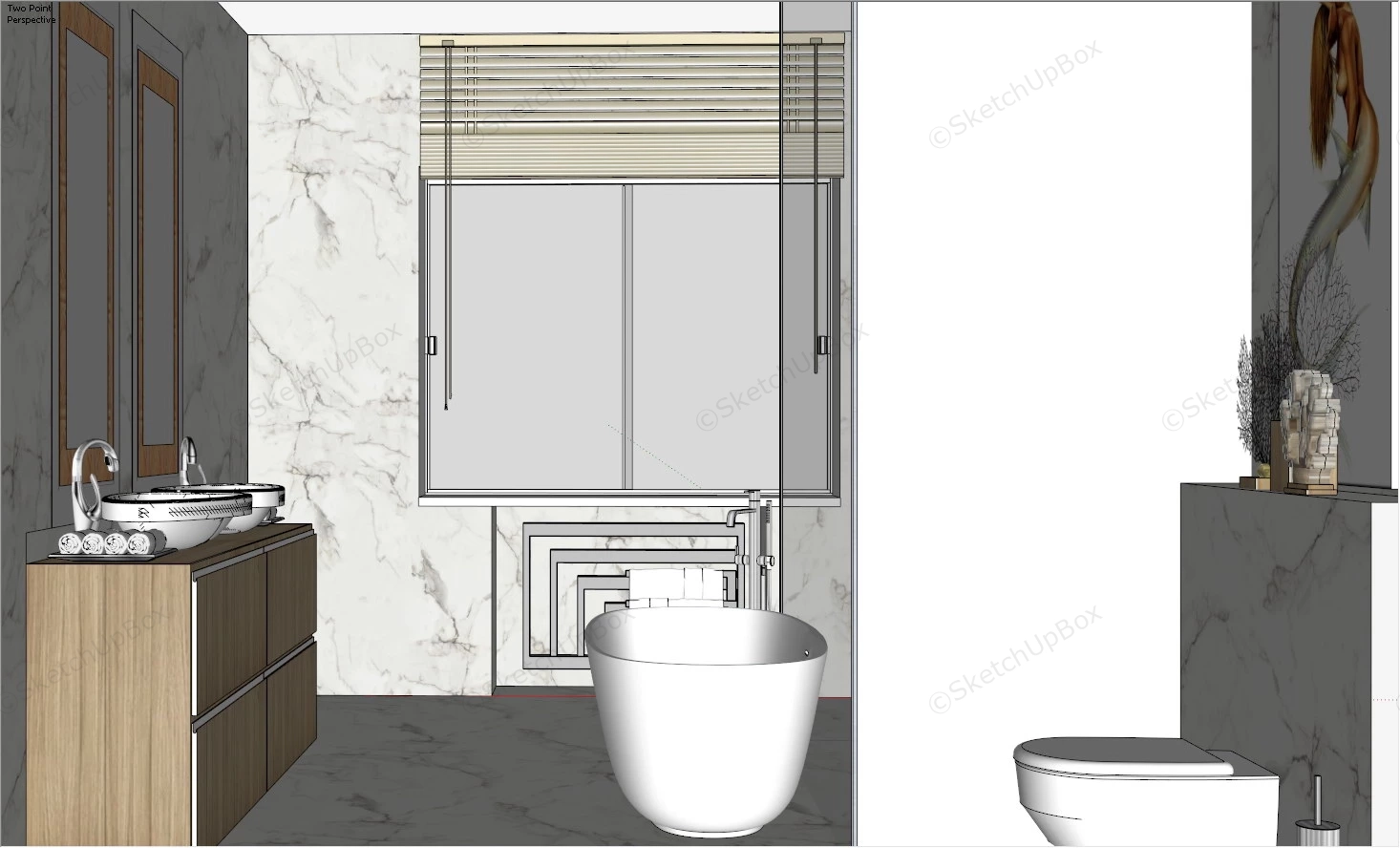 Small White Bathroom With Shower And Tub sketchup model preview - SketchupBox