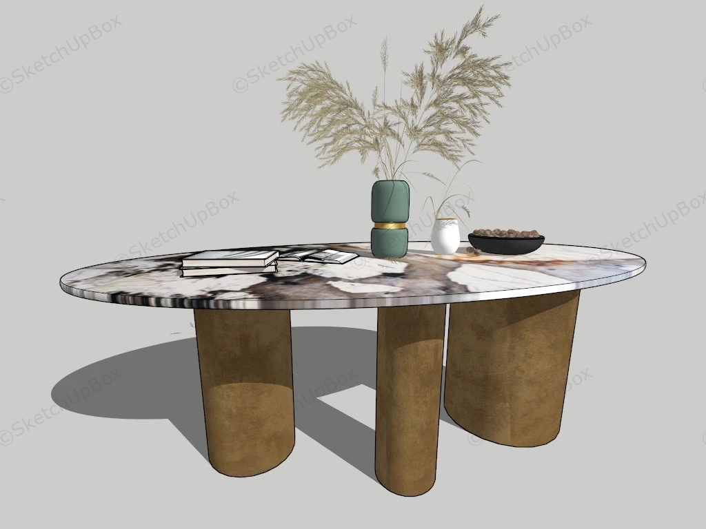 Oval Marble Dining Table sketchup model preview - SketchupBox