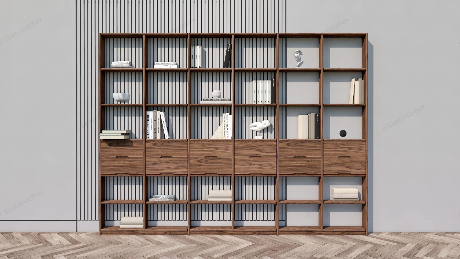 Solid Wood Cube Bookshelf sketchup model preview - SketchupBox